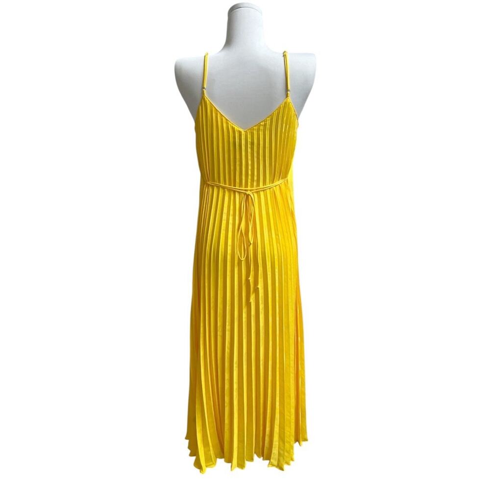 Banana Republic Yellow Pleated Slip Dress Strappy V-Neck XS Petite XSP Floral - Picture 4 of 11